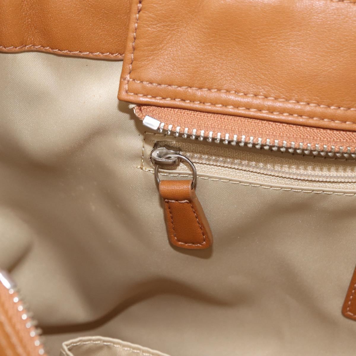 Coach Tote Bag Leather Brown Silver Auth 204986A