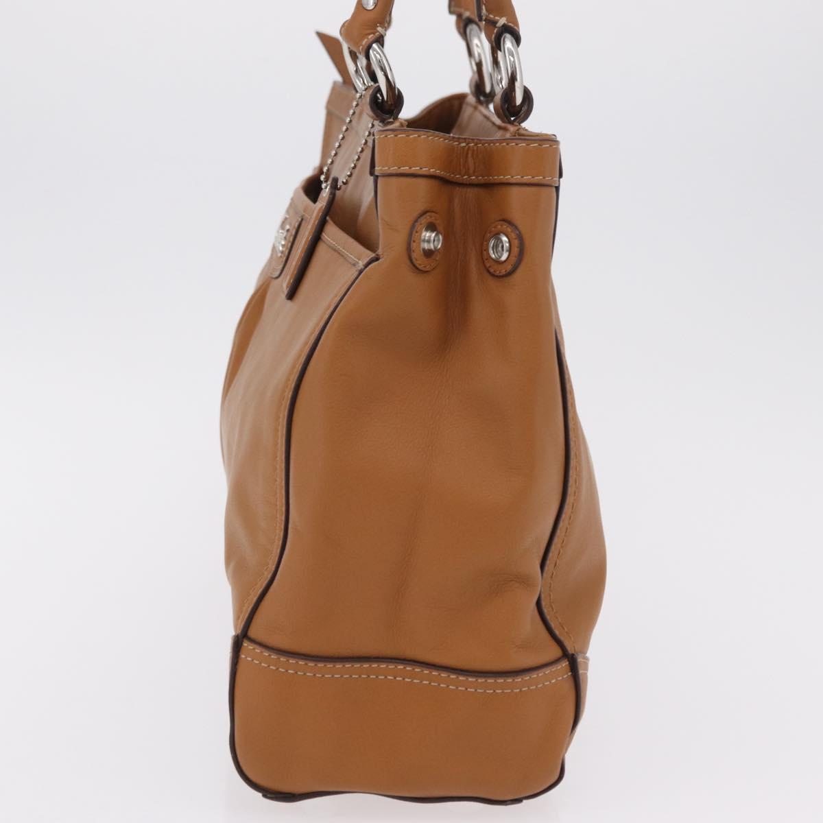 Coach Tote Bag Leather Brown Silver Auth 204986A