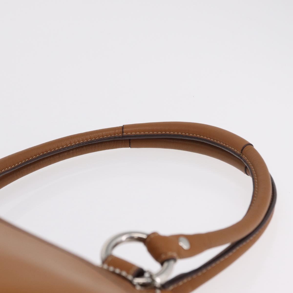Coach Tote Bag Leather Brown Silver Auth 204986A