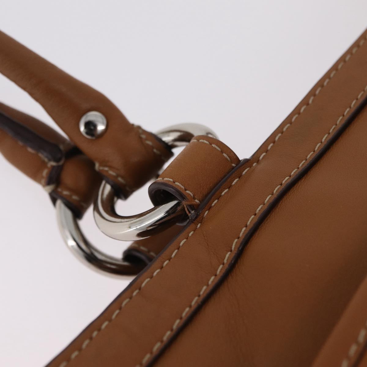 Coach Tote Bag Leather Brown Silver Auth 204986A