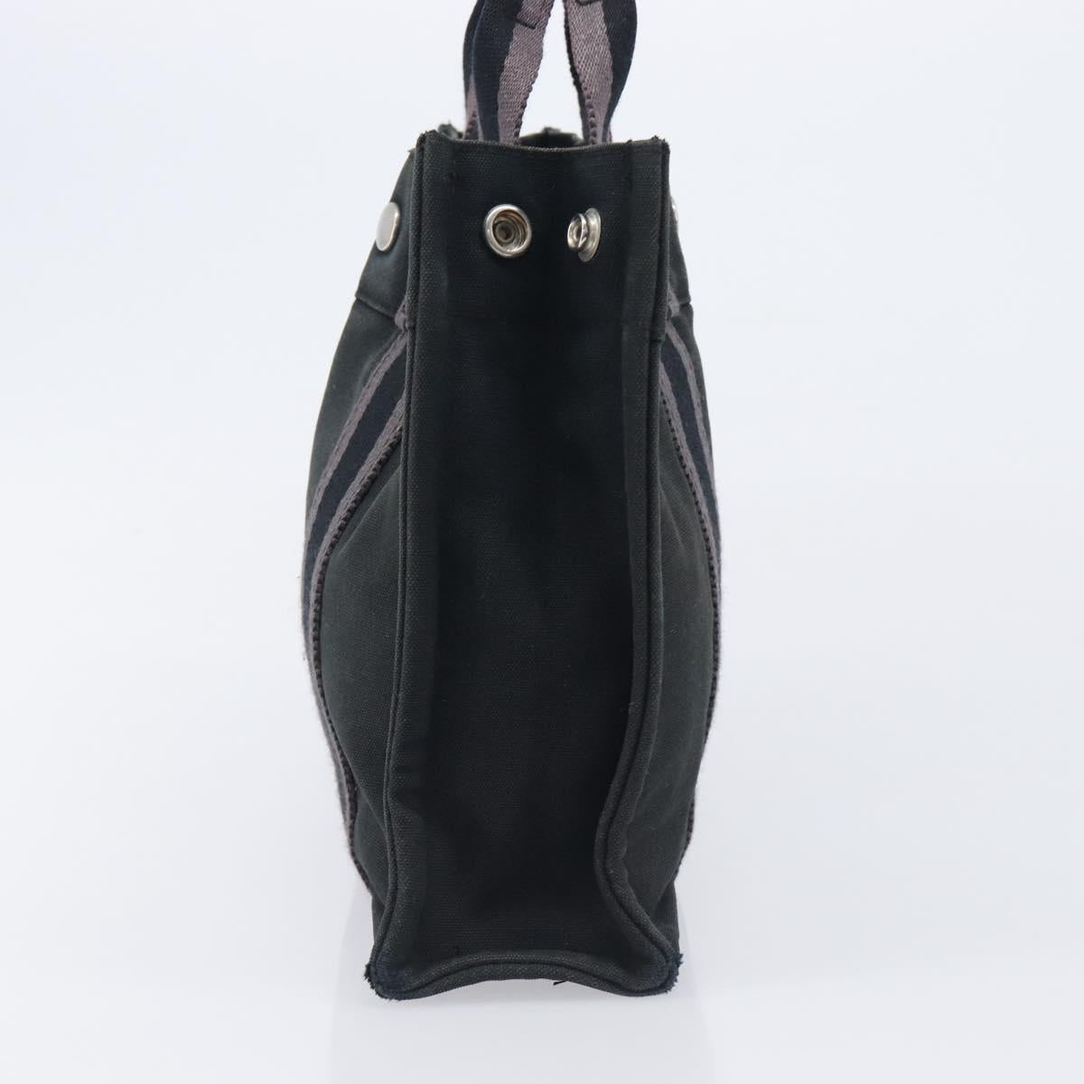 HERMES Hand Bag Canvas 2 Set Black Red Auth 204987