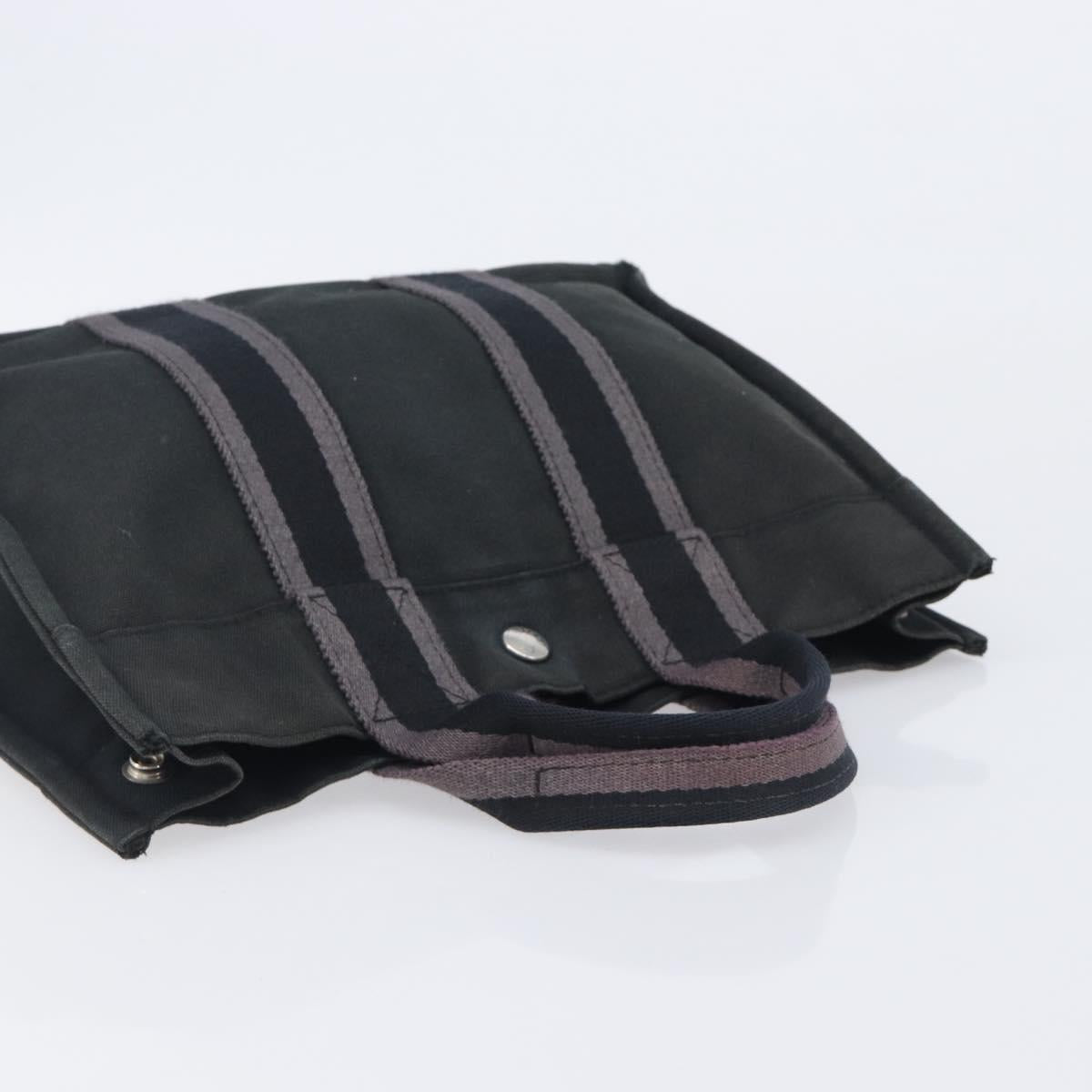 HERMES Hand Bag Canvas 2 Set Black Red Auth 204987
