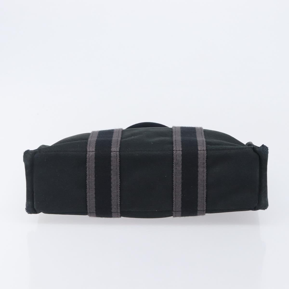 HERMES Hand Bag Canvas 2 Set Black Red Auth 204987