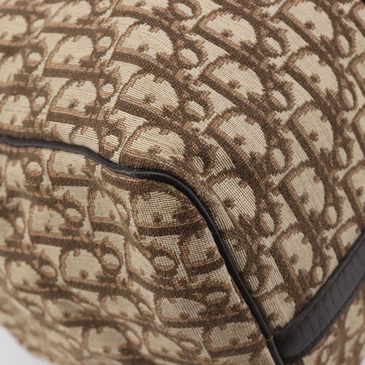 Christian Dior Trotter Canvas Boston Bag Beige Gold Auth 205015