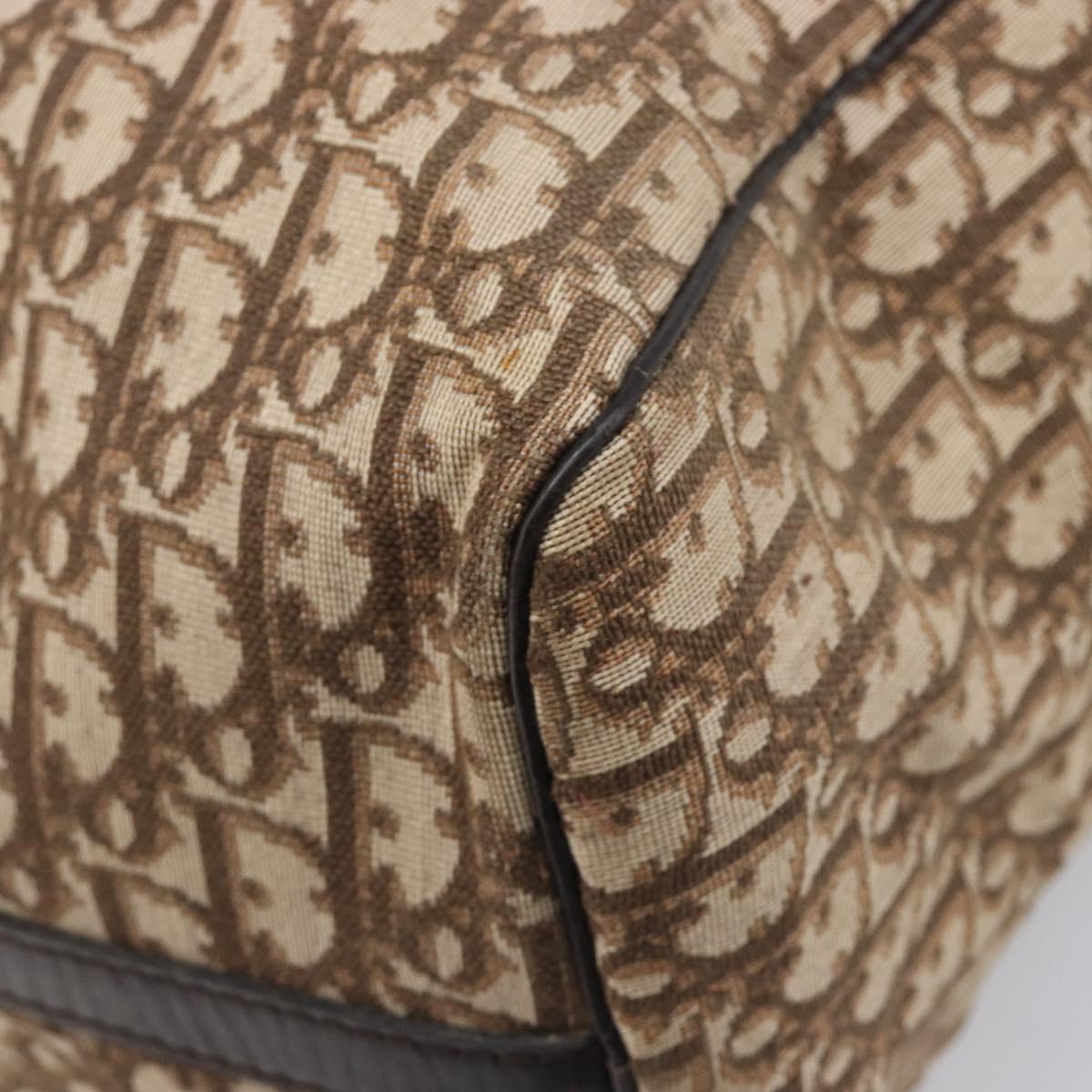 Christian Dior Trotter Canvas Boston Bag Beige Gold Auth 205015