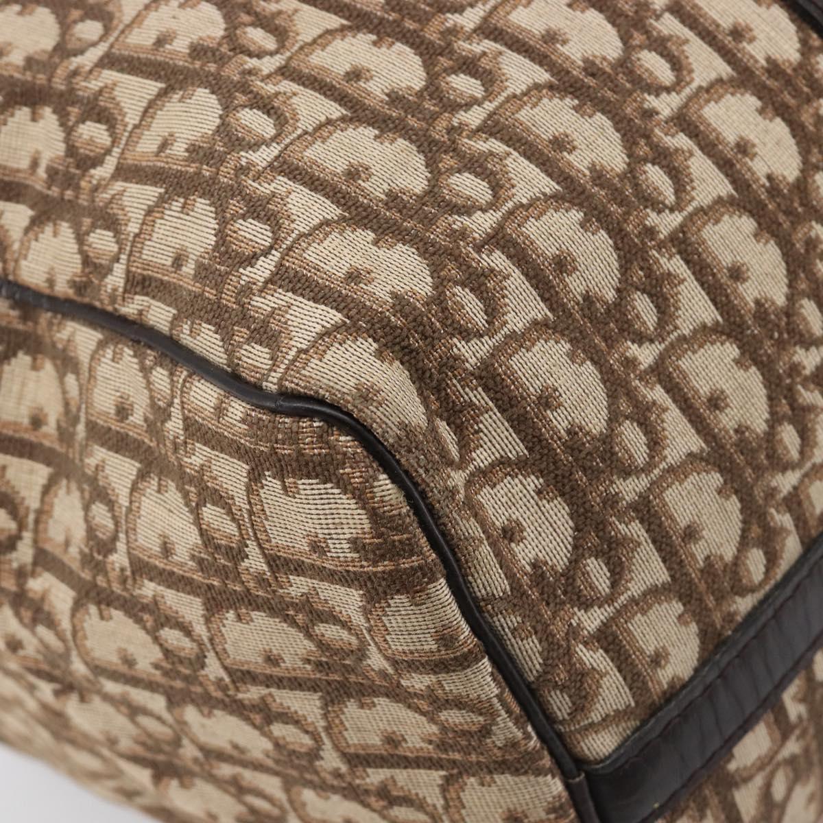 Christian Dior Trotter Canvas Boston Bag Beige Gold Auth 205015