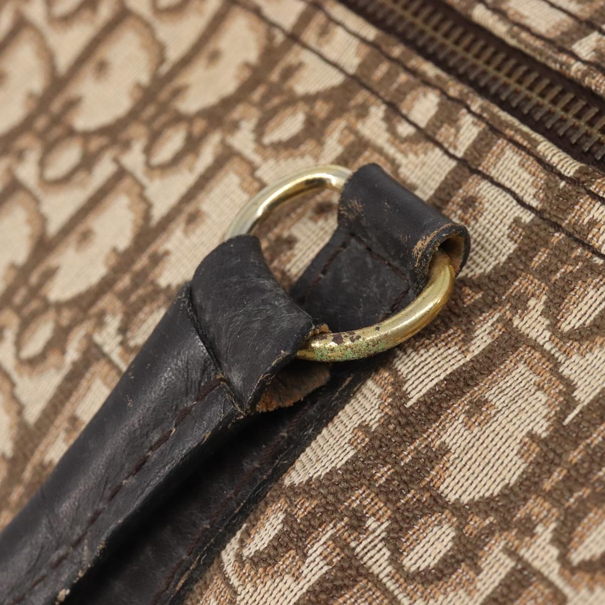Christian Dior Trotter Canvas Boston Bag Beige Gold Auth 205015