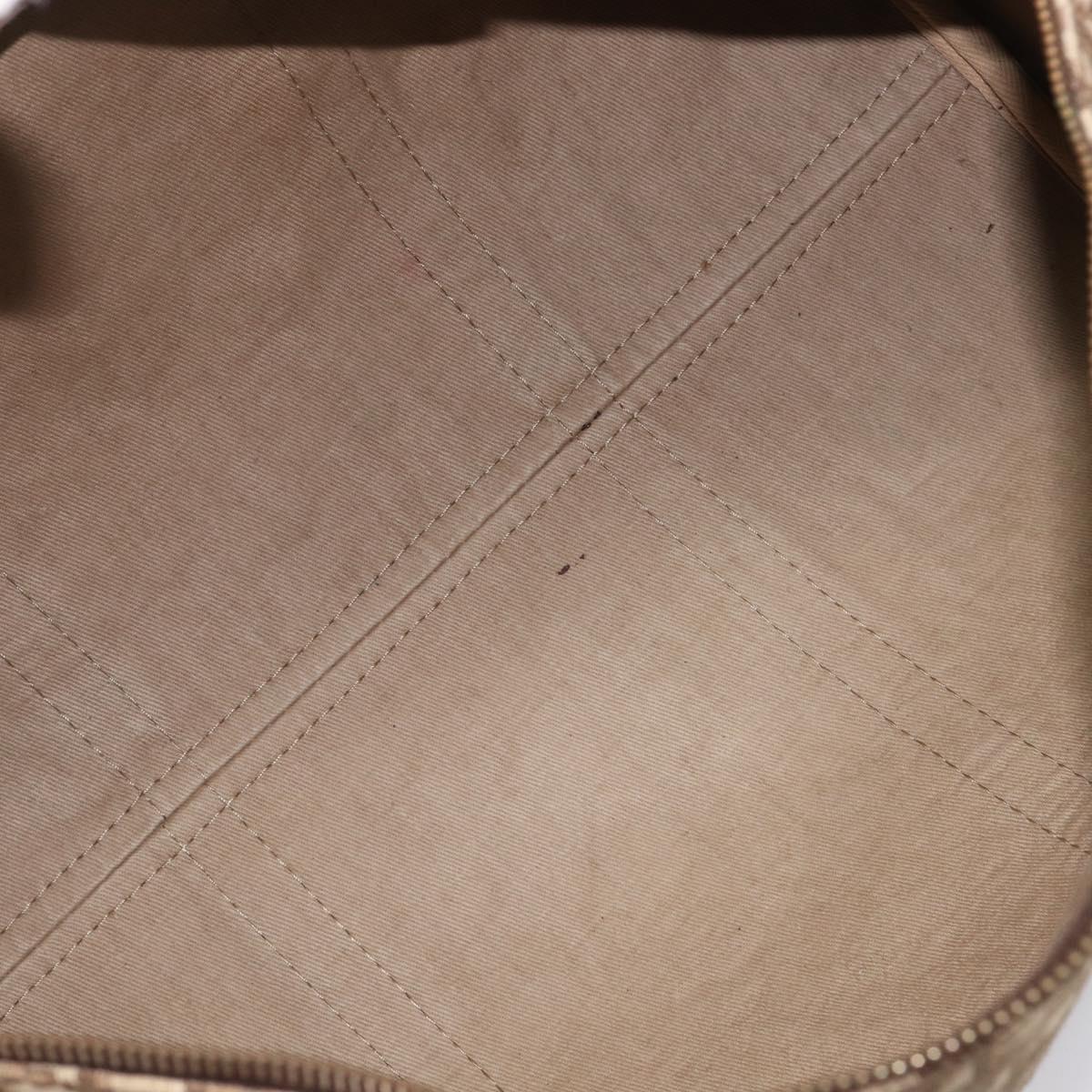 Christian Dior Trotter Canvas Boston Bag Beige Gold Auth 205015