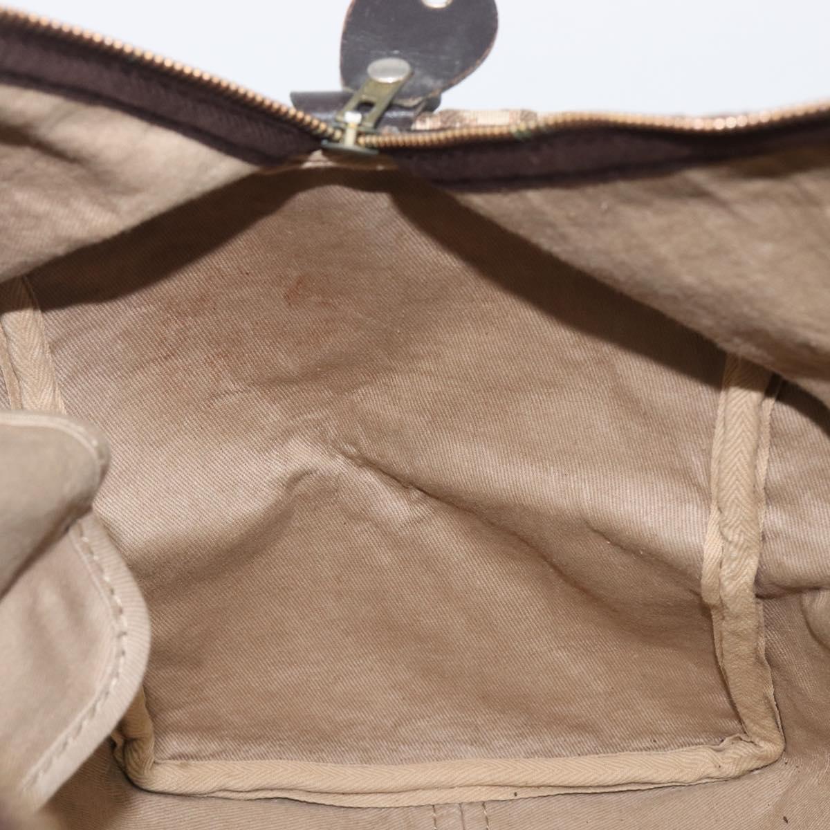 Christian Dior Trotter Canvas Boston Bag Beige Gold Auth 205015