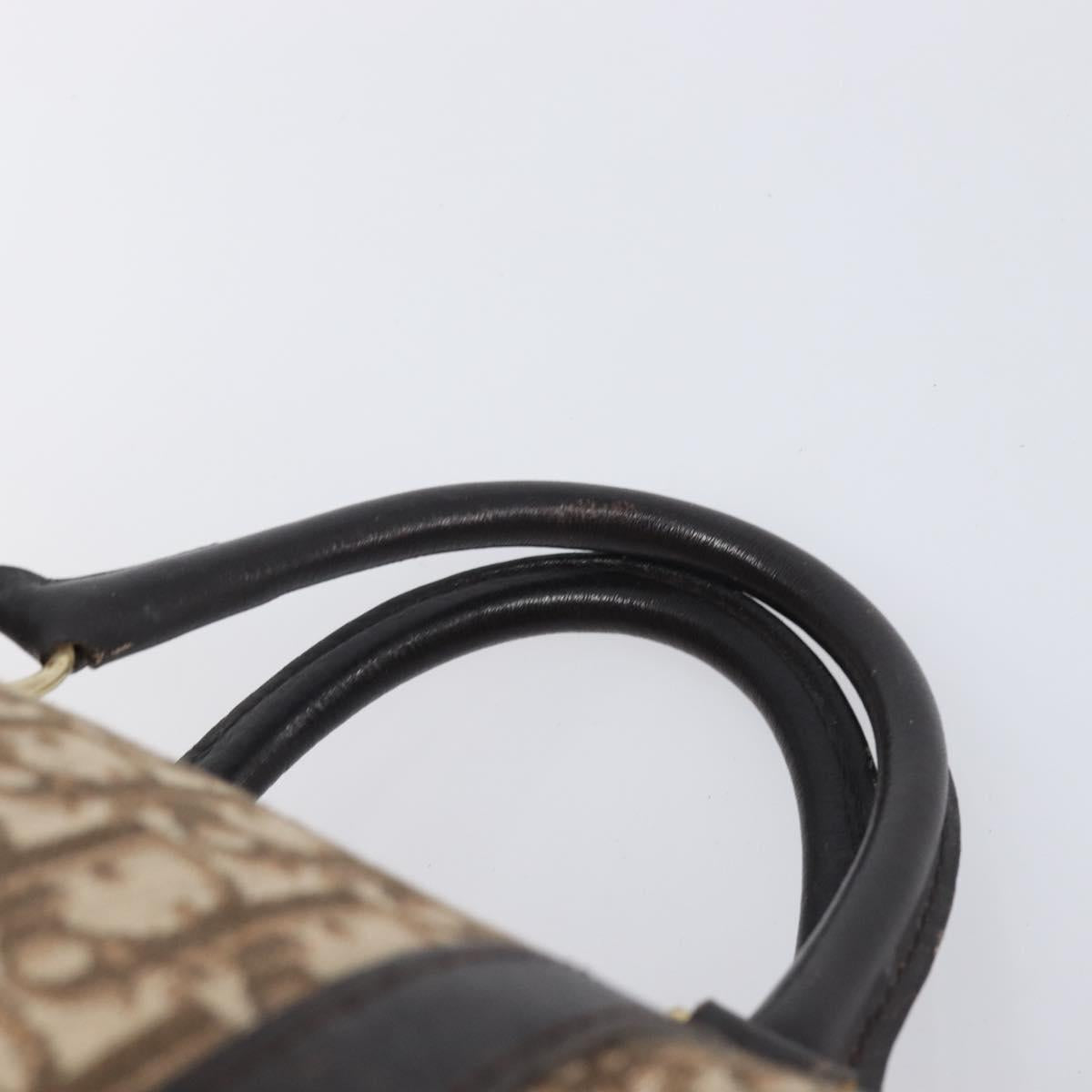 Christian Dior Trotter Canvas Boston Bag Beige Gold Auth 205015