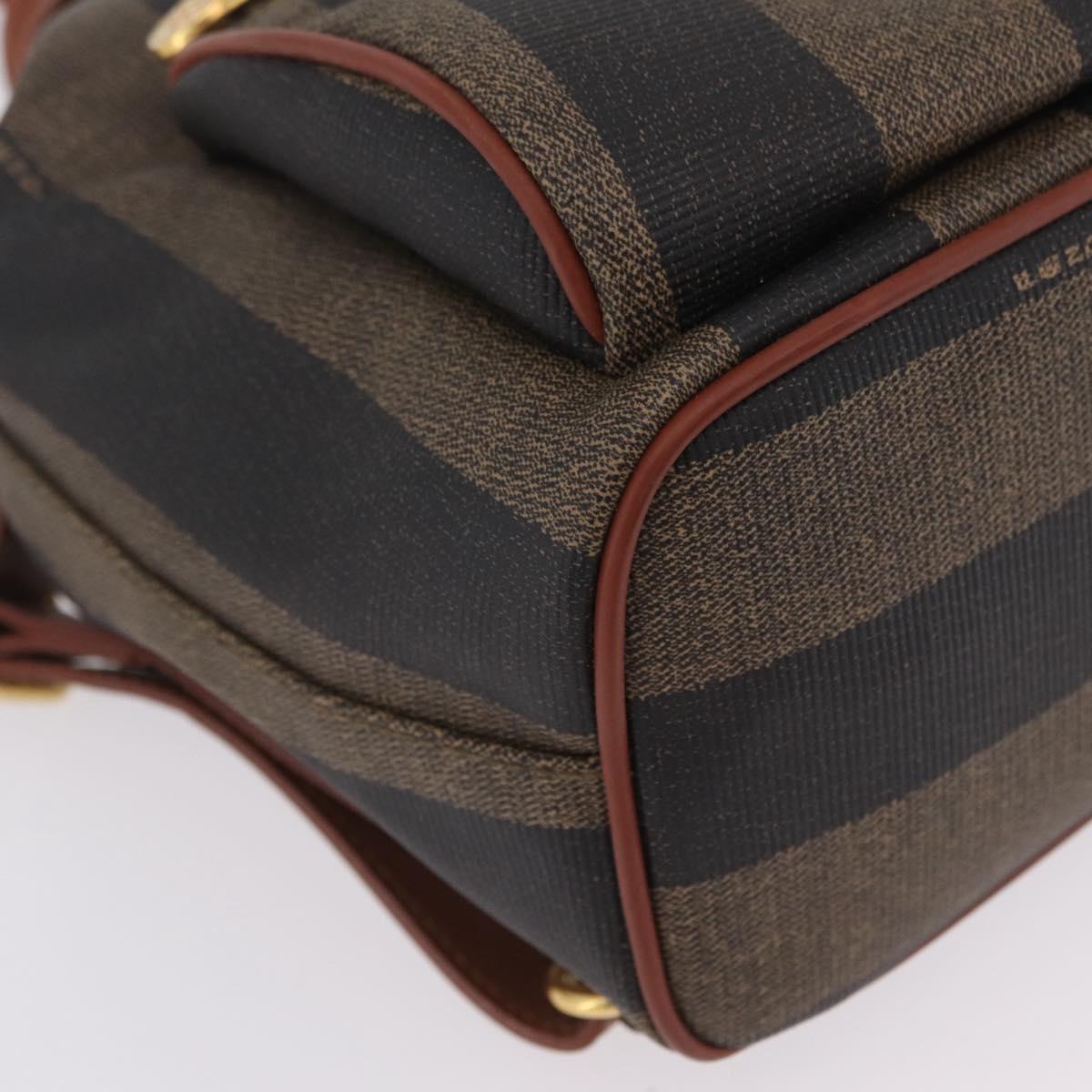 FENDI Pecan Canvas Backpack PVC Black Brown Auth 205016