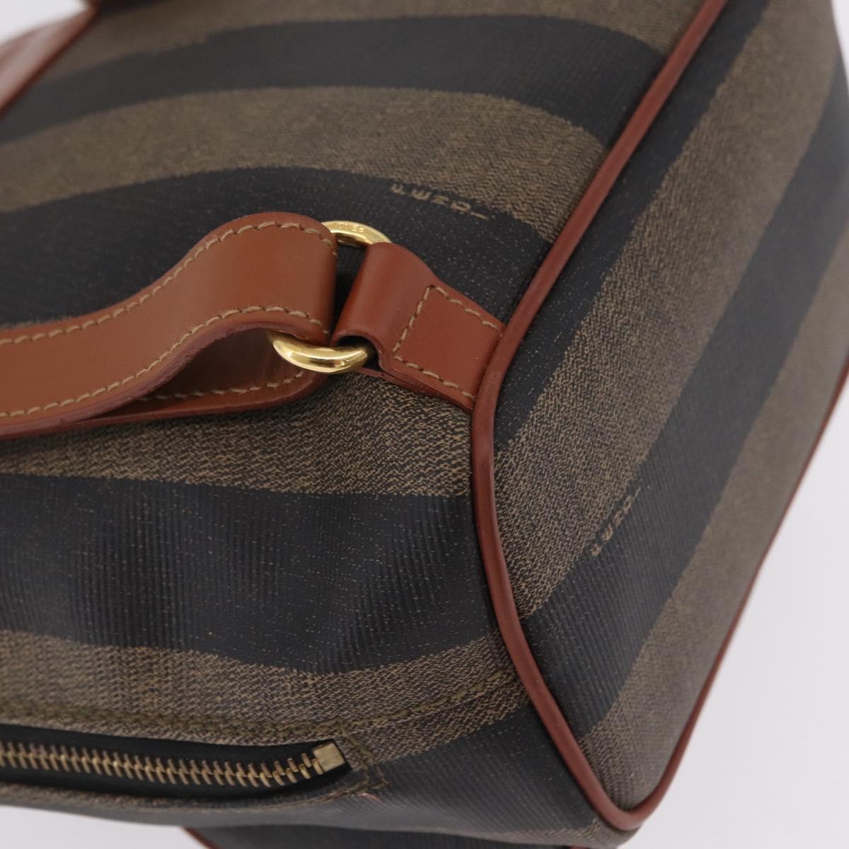 FENDI Pecan Canvas Backpack PVC Black Brown Auth 205016