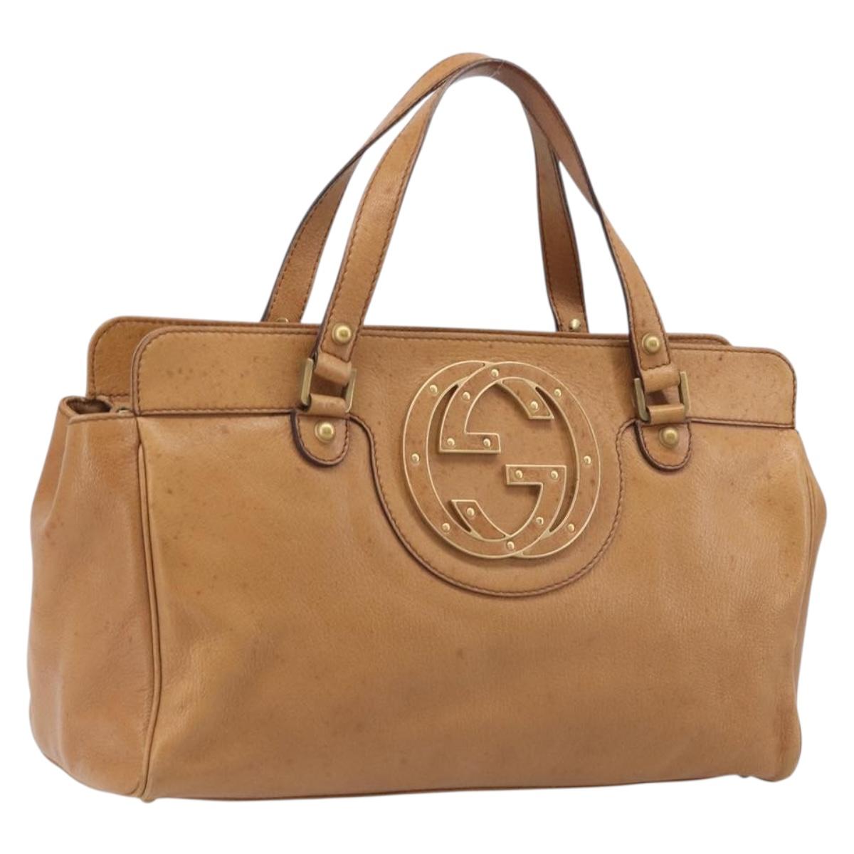 GUCCI Interlocking Hand Bag Leather Brown Gold 121551 Auth 205024