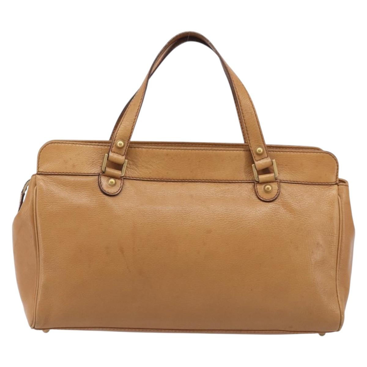 GUCCI Interlocking Hand Bag Leather Brown Gold 121551 Auth 205024