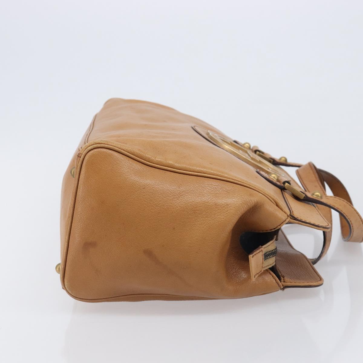 GUCCI Interlocking Hand Bag Leather Brown Gold 121551 Auth 205024