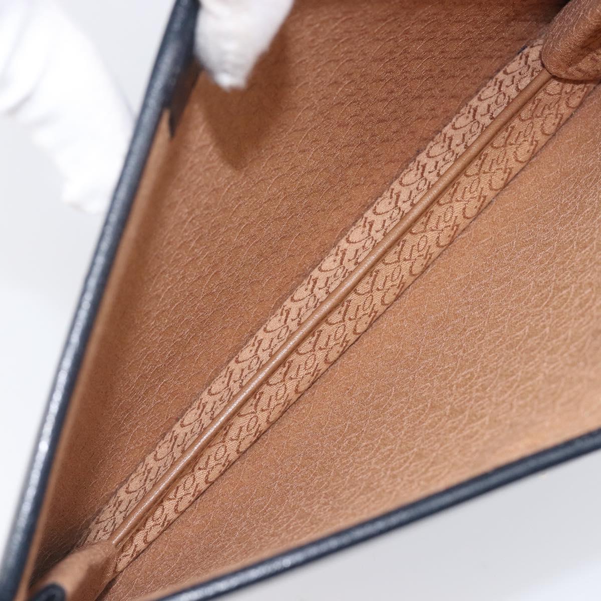 Christian Dior Honeycomb Canvas Clutch Bag PVC Leather Navy Gold Auth 205025A