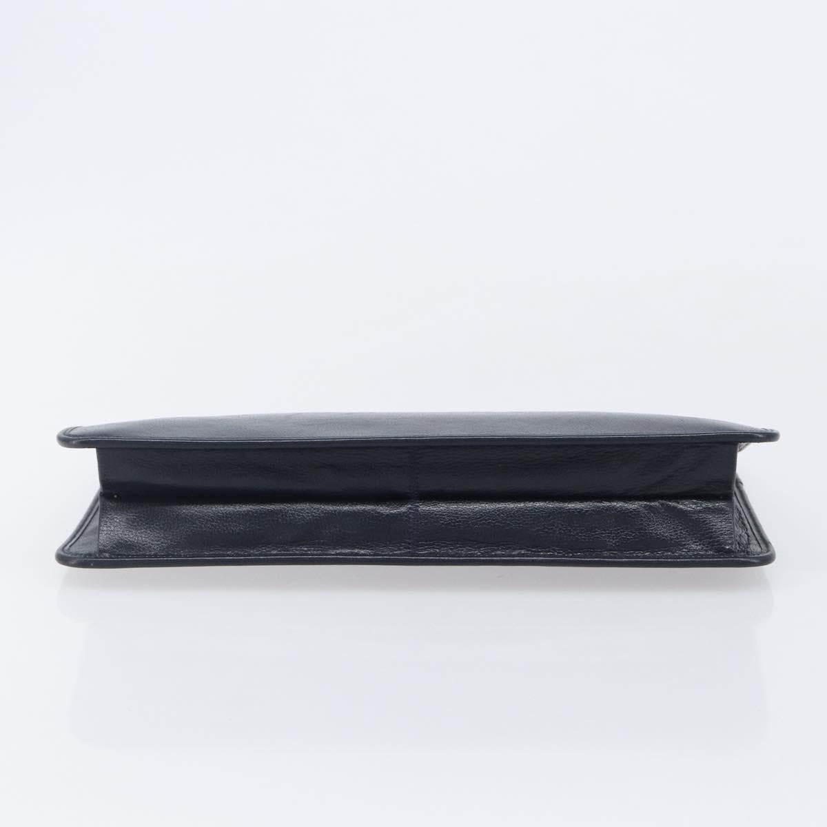 Christian Dior Honeycomb Canvas Clutch Bag PVC Leather Navy Gold Auth 205025A