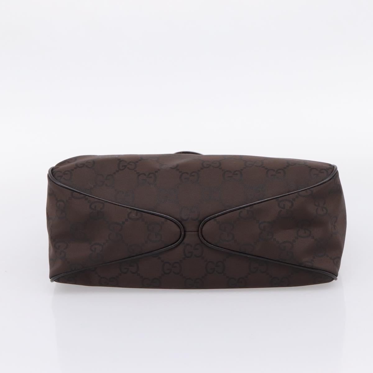 GUCCI GG Canvas Shoulder Bag Nylon Dark Brown Silver 257265 Auth 205028A