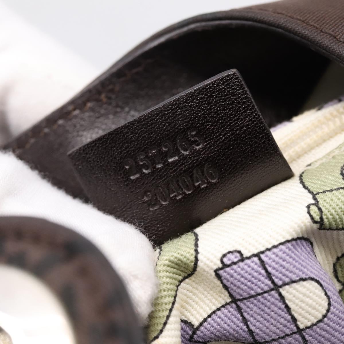 GUCCI GG Canvas Shoulder Bag Nylon Dark Brown Silver 257265 Auth 205028A