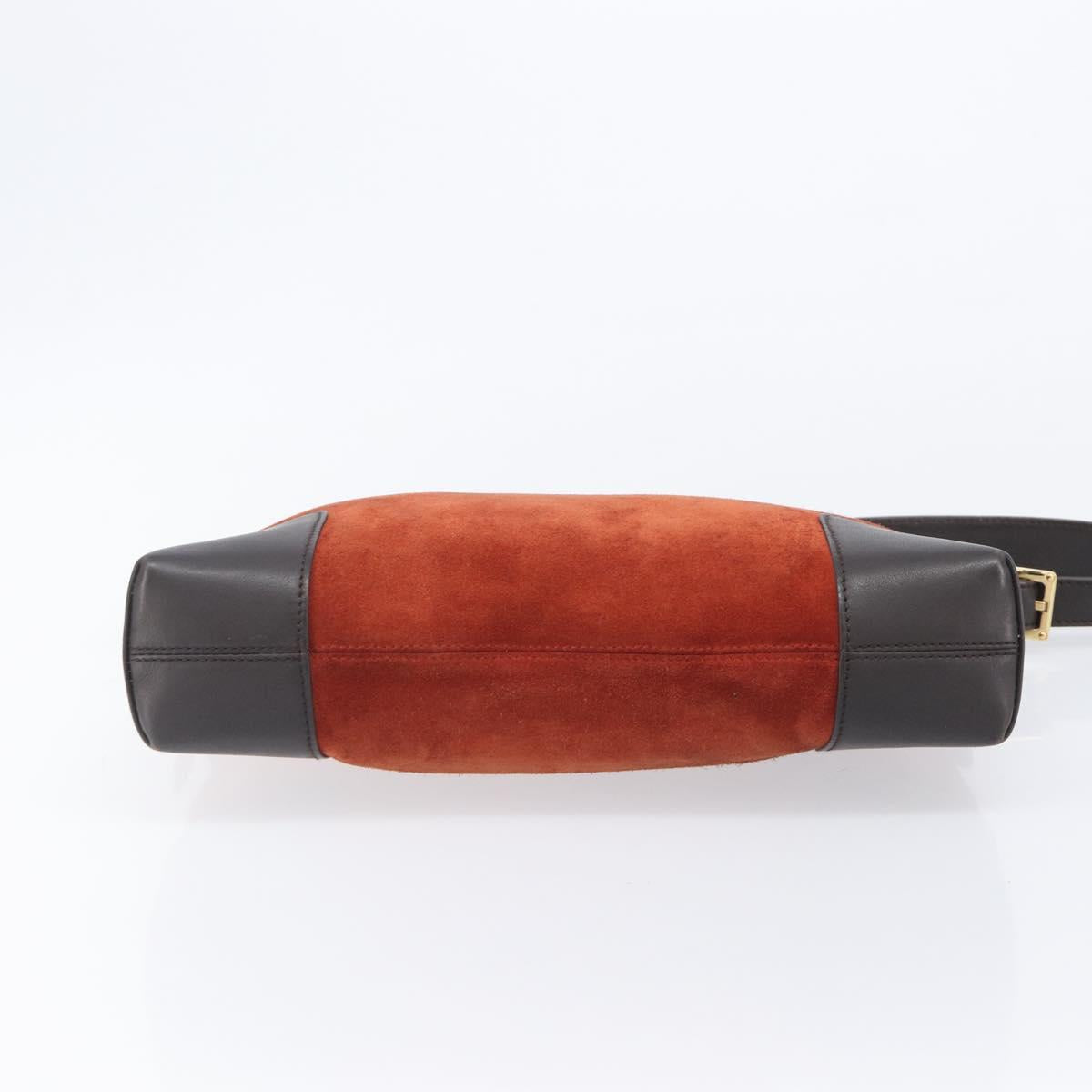 LOEWE Shoulder Bag Suede Leather Orange Gold Auth 205030A