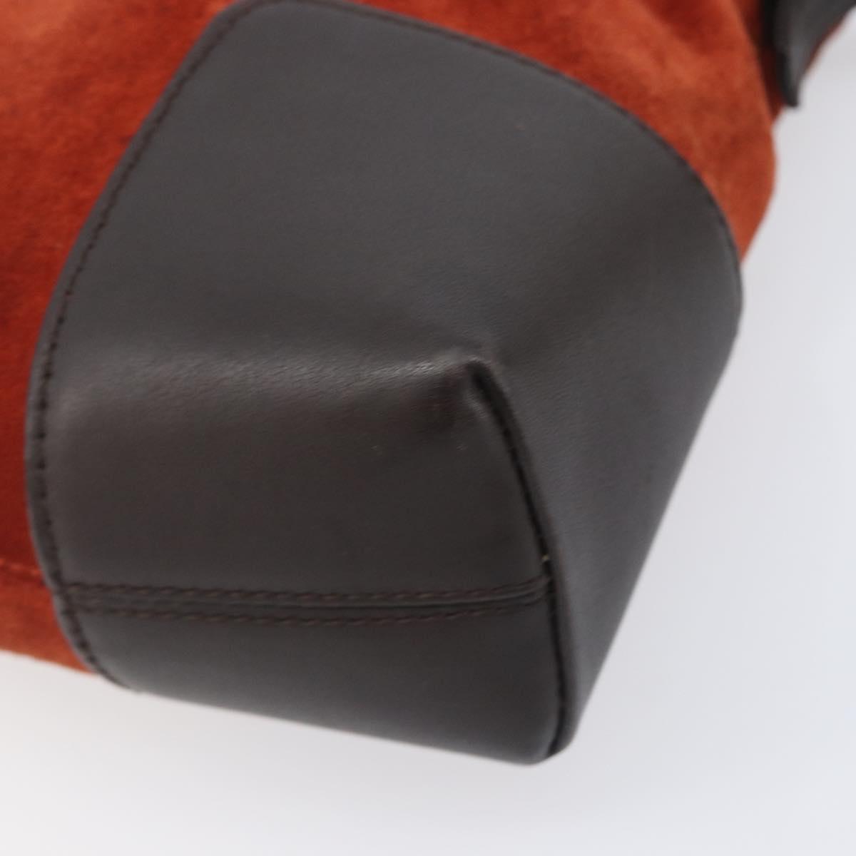 LOEWE Shoulder Bag Suede Leather Orange Gold Auth 205030A