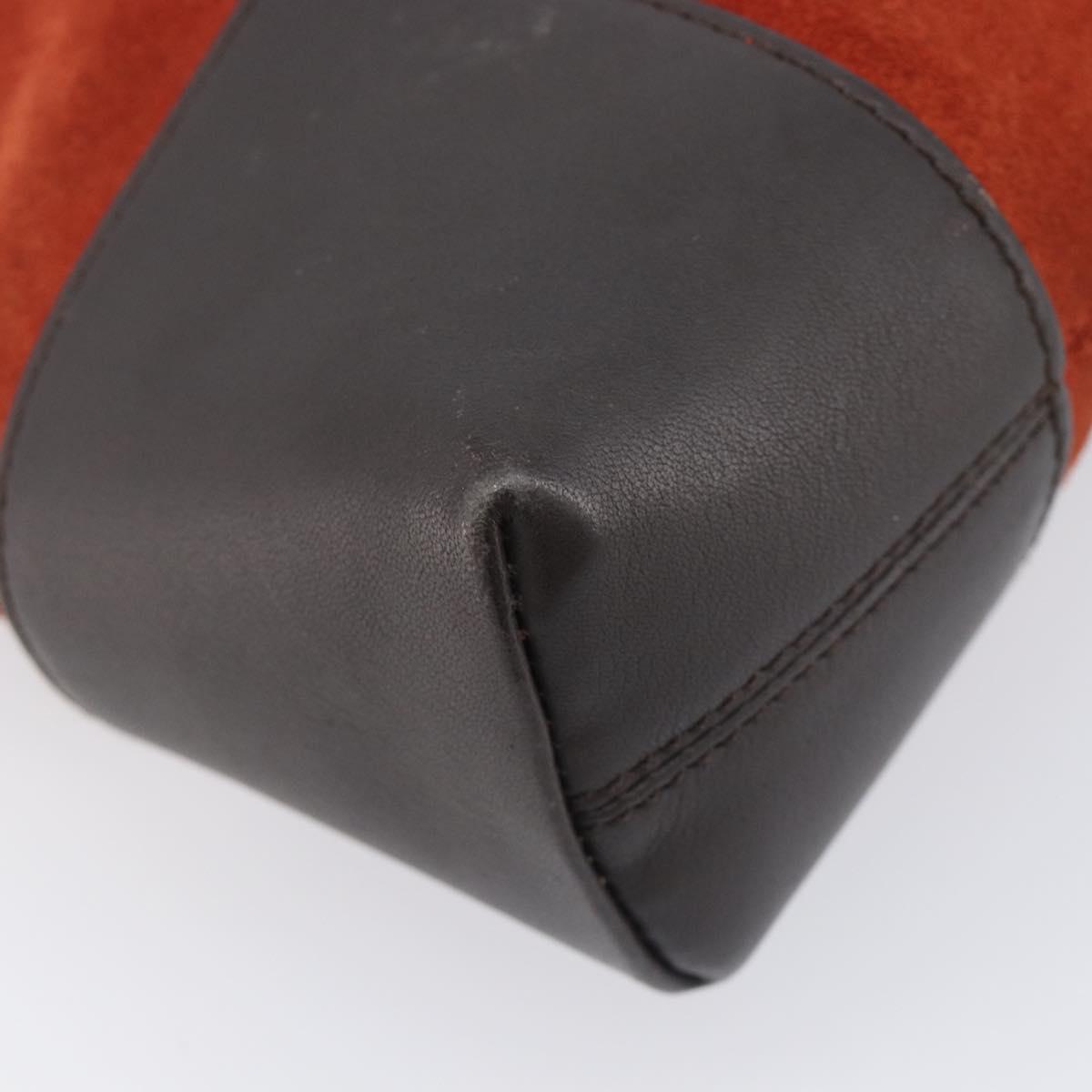 LOEWE Shoulder Bag Suede Leather Orange Gold Auth 205030A