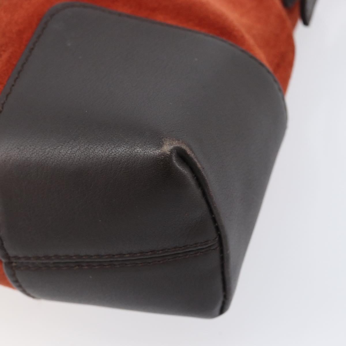 LOEWE Shoulder Bag Suede Leather Orange Gold Auth 205030A