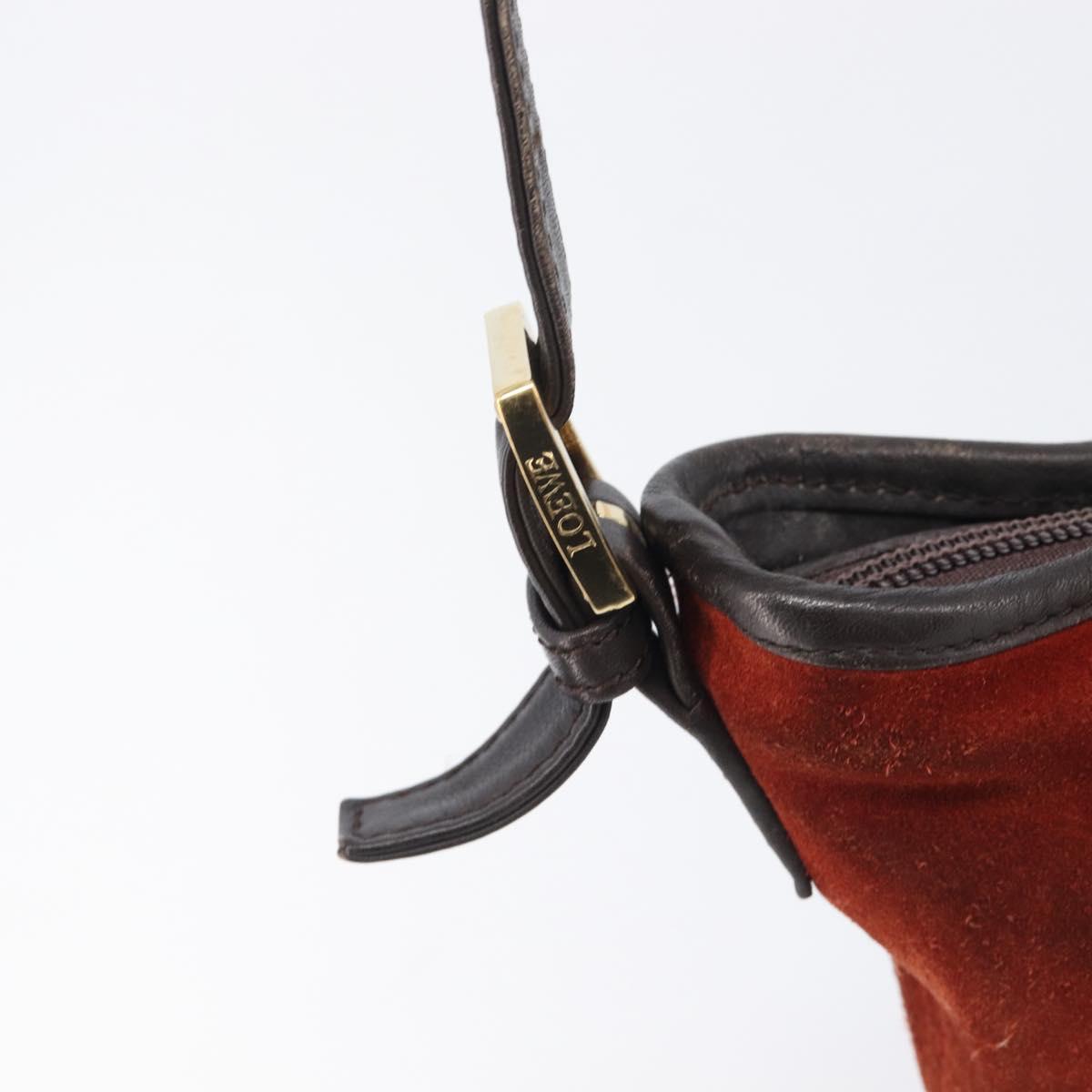 LOEWE Shoulder Bag Suede Leather Orange Gold Auth 205030A