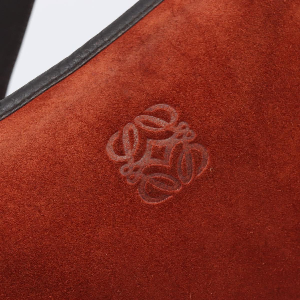LOEWE Shoulder Bag Suede Leather Orange Gold Auth 205030A