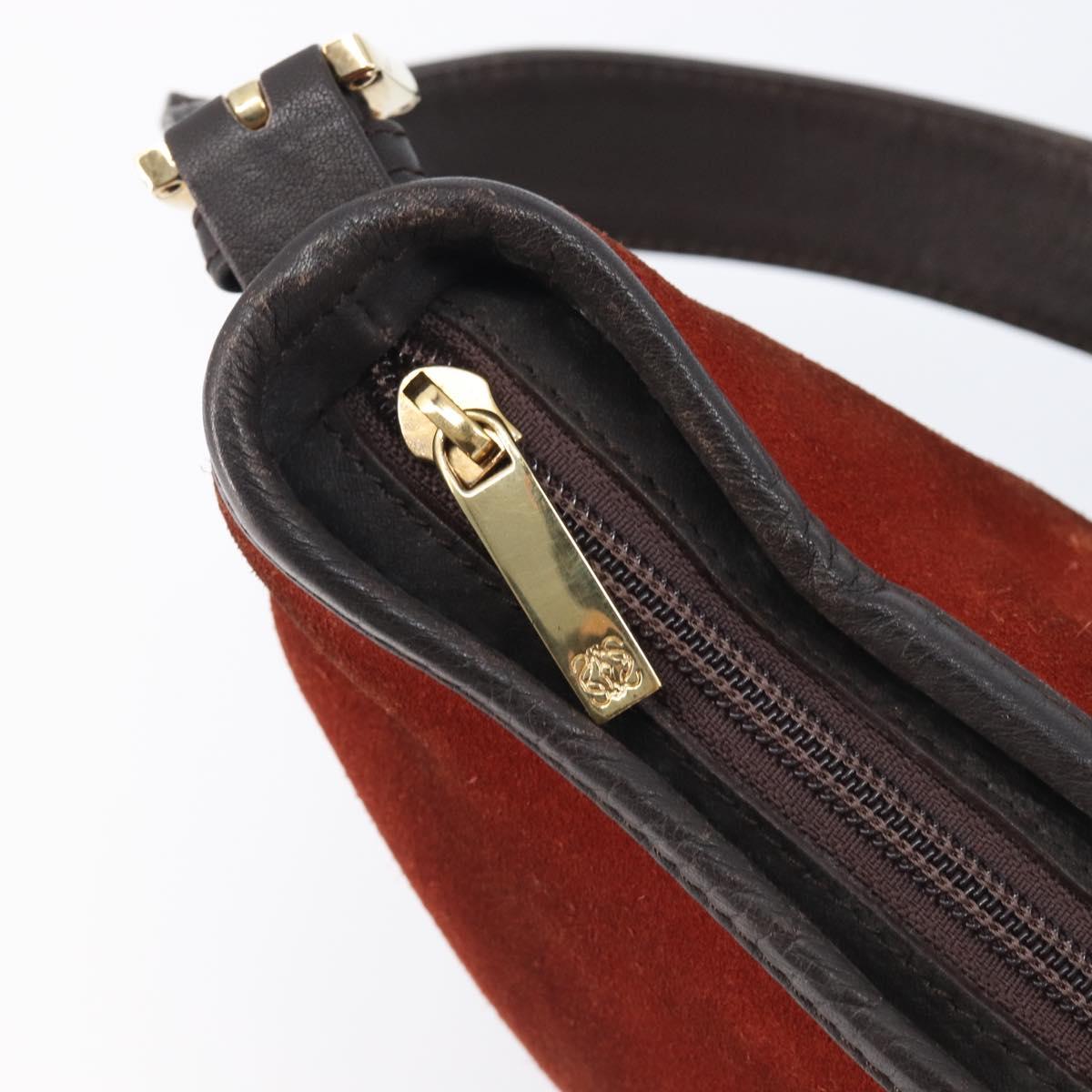 LOEWE Shoulder Bag Suede Leather Orange Gold Auth 205030A