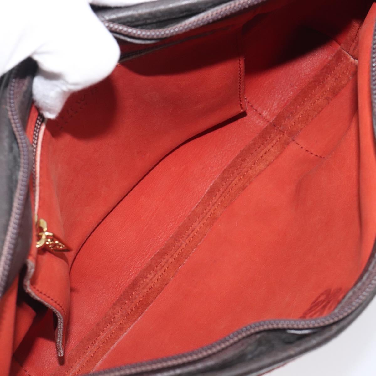 LOEWE Shoulder Bag Suede Leather Orange Gold Auth 205030A