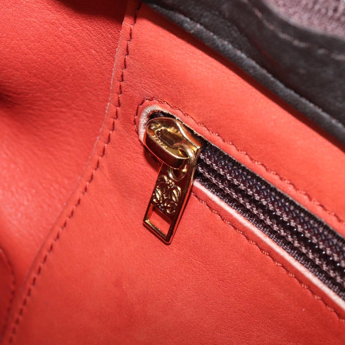 LOEWE Shoulder Bag Suede Leather Orange Gold Auth 205030A