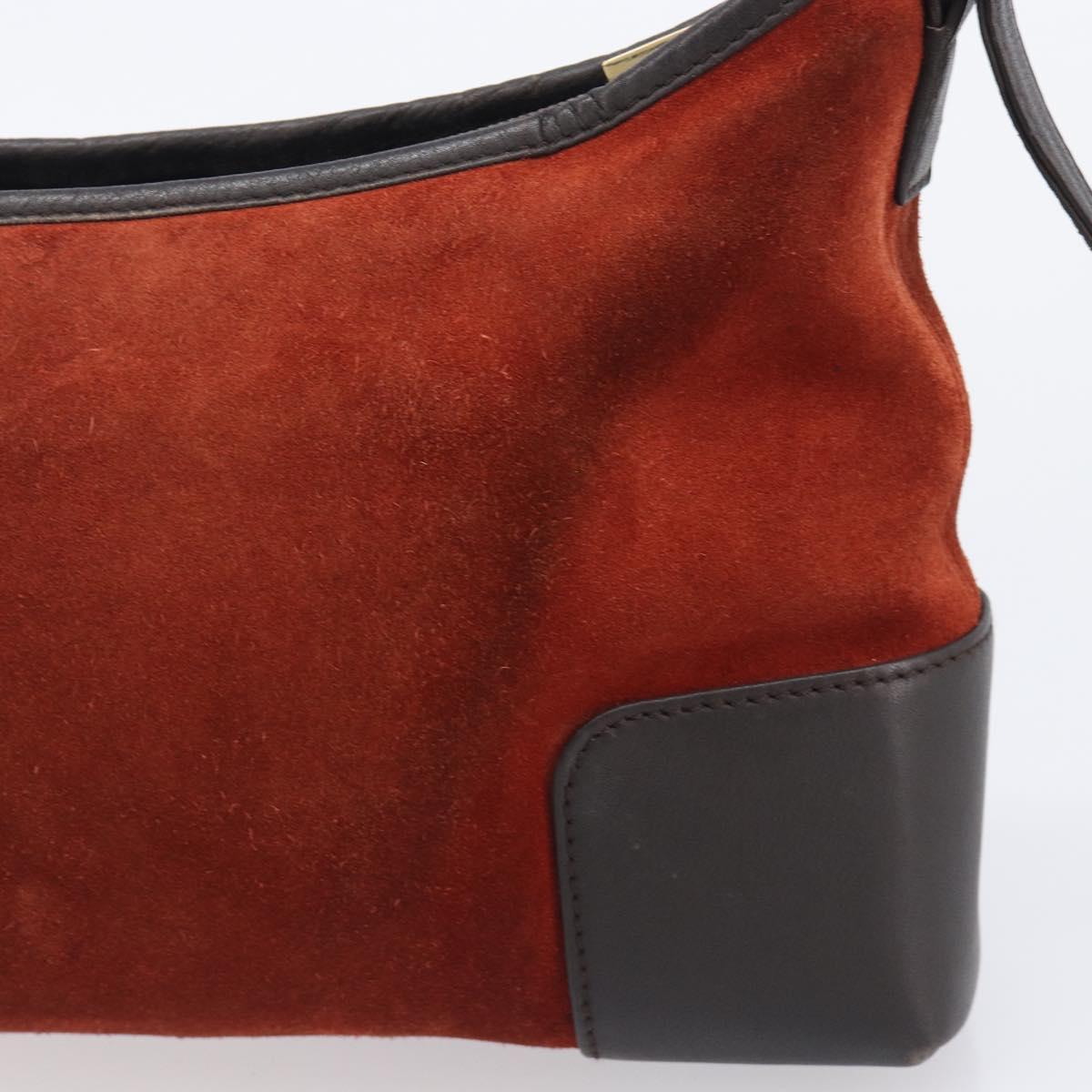 LOEWE Shoulder Bag Suede Leather Orange Gold Auth 205030A