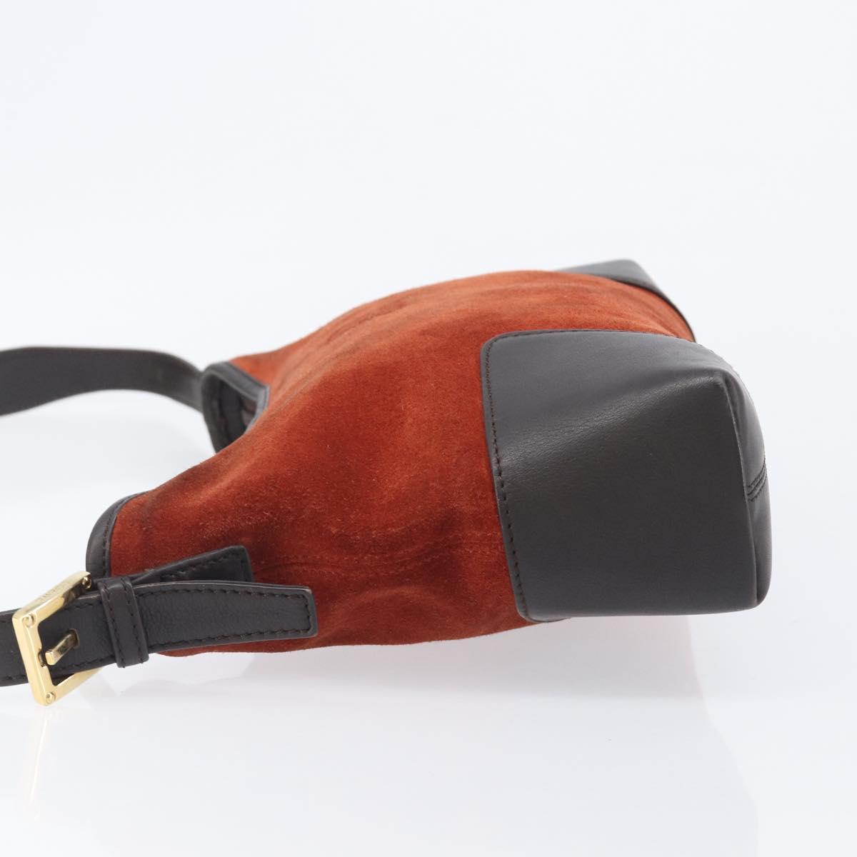 LOEWE Shoulder Bag Suede Leather Orange Gold Auth 205030A