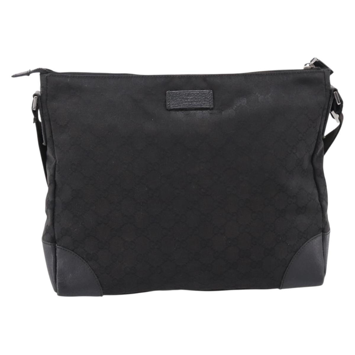 GUCCI GG Canvas Shoulder Bag Black Silver 110054 Auth 205037