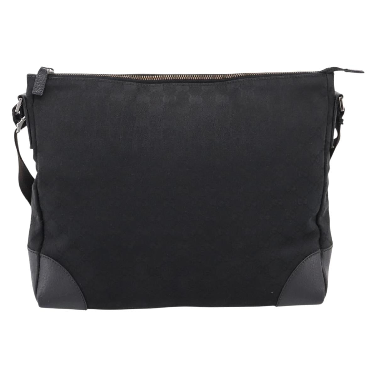 GUCCI GG Canvas Shoulder Bag Black Silver 110054 Auth 205037