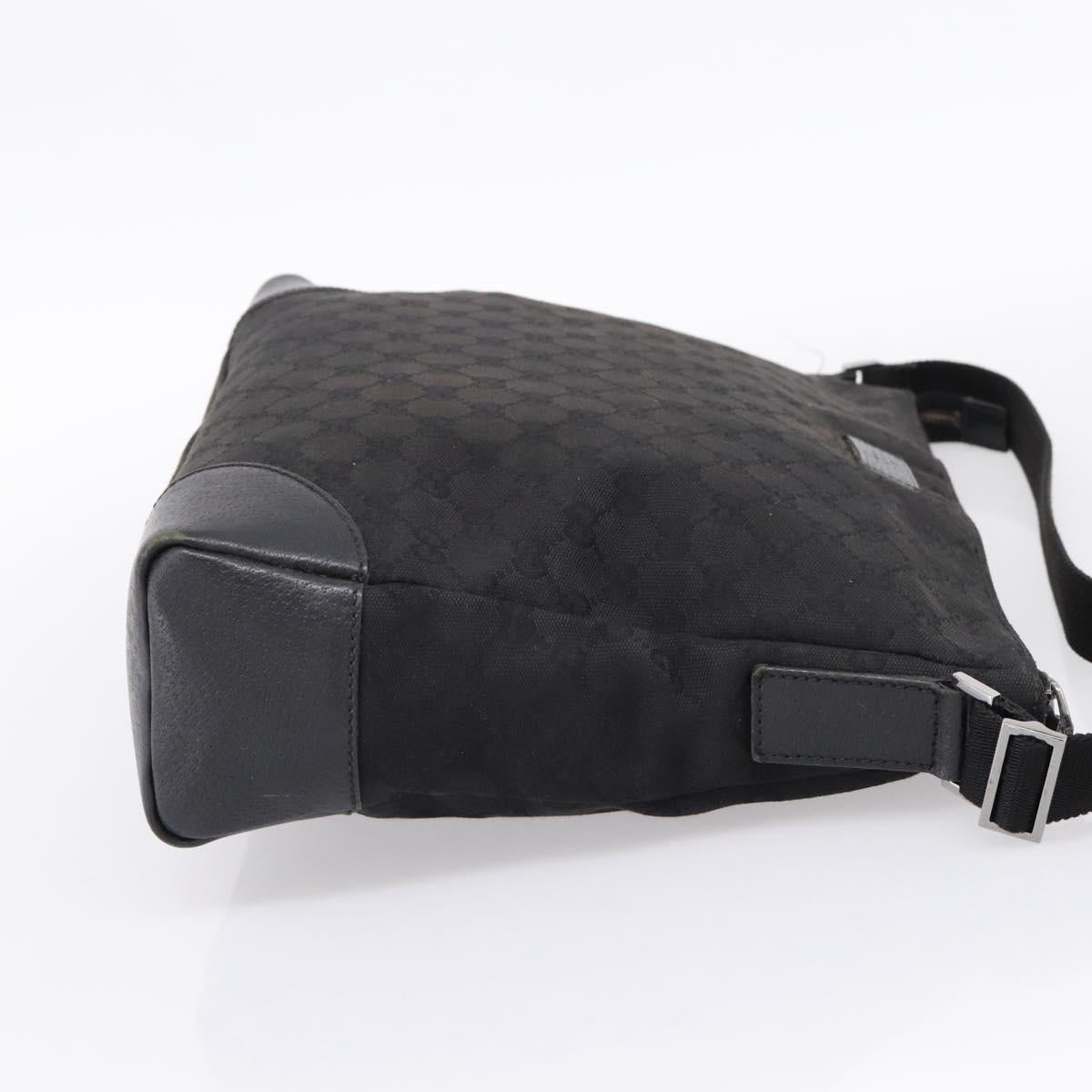 GUCCI GG Canvas Shoulder Bag Black Silver 110054 Auth 205037
