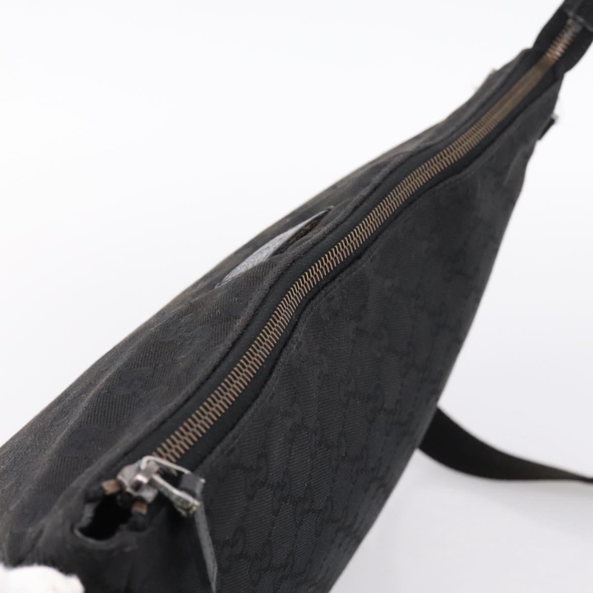 GUCCI GG Canvas Shoulder Bag Black Silver 110054 Auth 205037