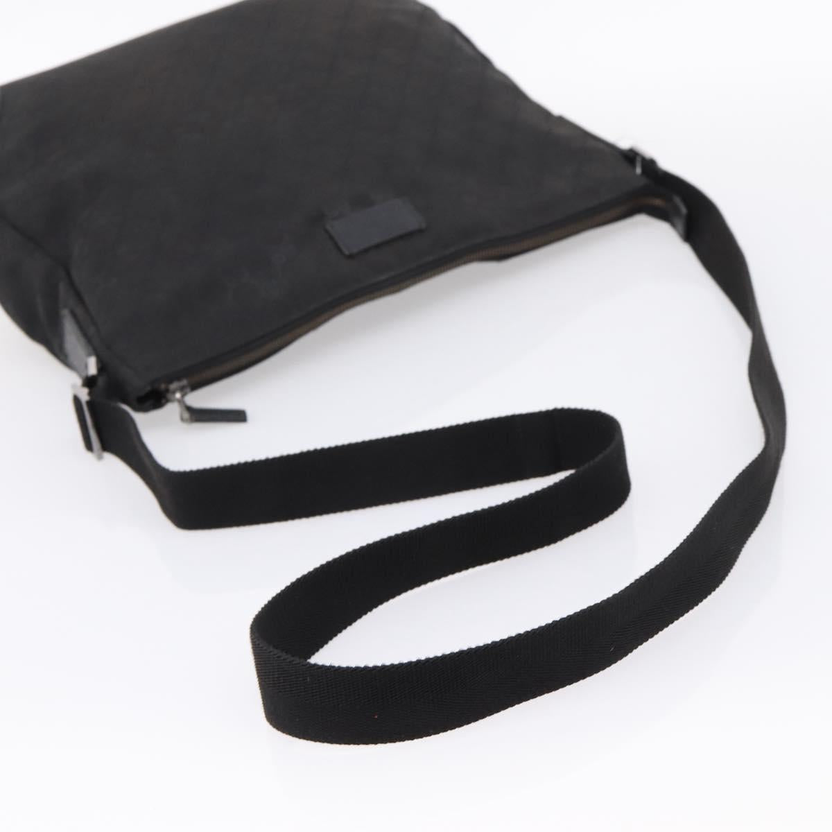 GUCCI GG Canvas Shoulder Bag Black Silver 110054 Auth 205037