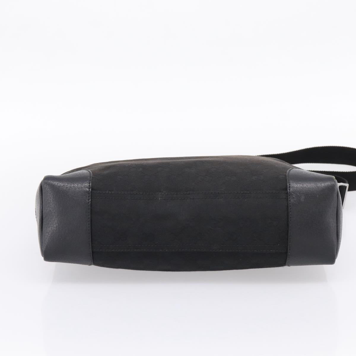 GUCCI GG Canvas Shoulder Bag Black Silver 110054 Auth 205037