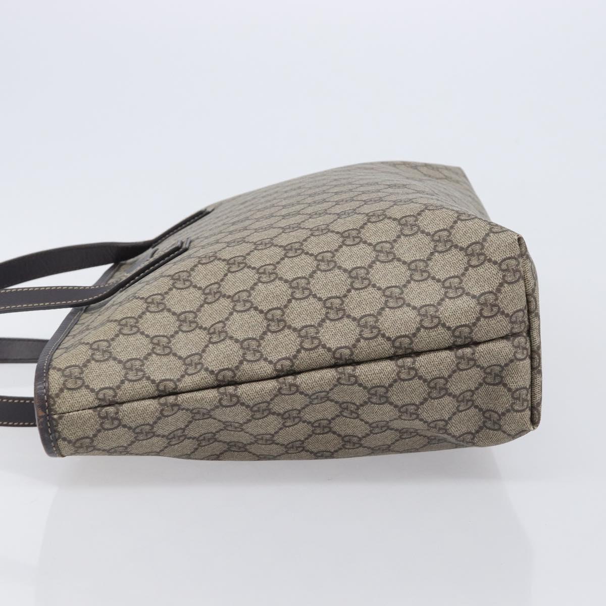 GUCCI GG Supreme Tote Bag PVC Beige Silver 211137 Auth 205038