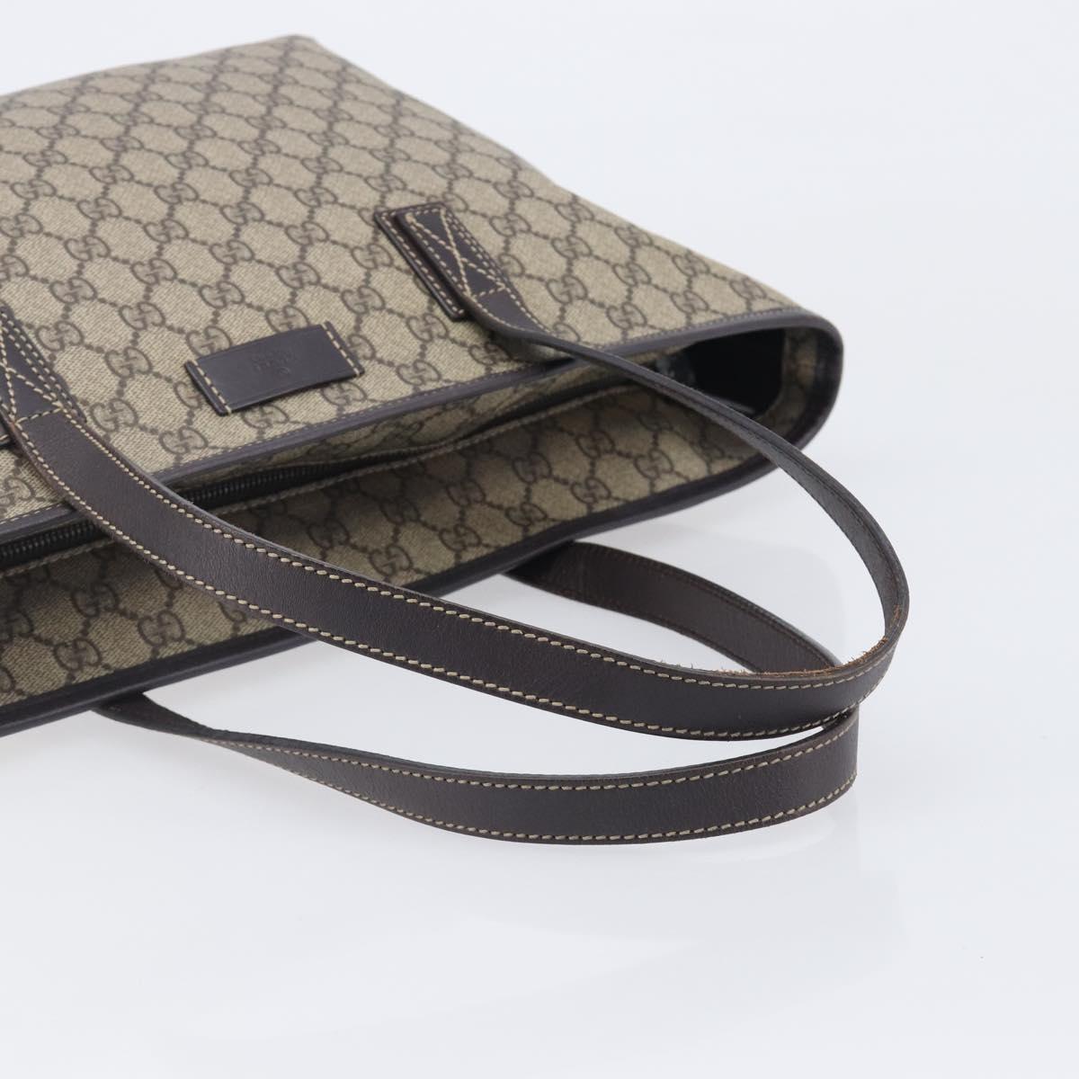 GUCCI GG Supreme Tote Bag PVC Beige Silver 211137 Auth 205038