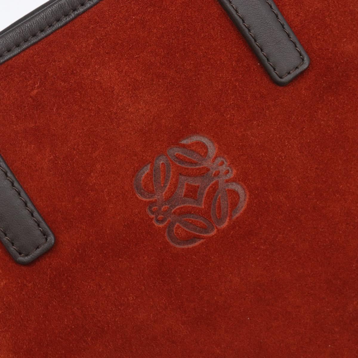 LOEWE Tote Bag Suede Orange Gold Auth 205039A