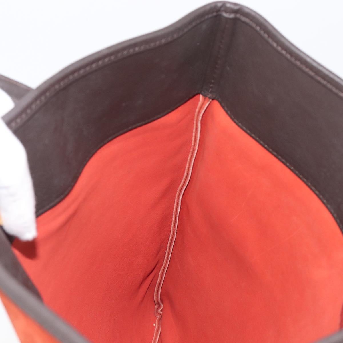 LOEWE Tote Bag Suede Orange Gold Auth 205039A