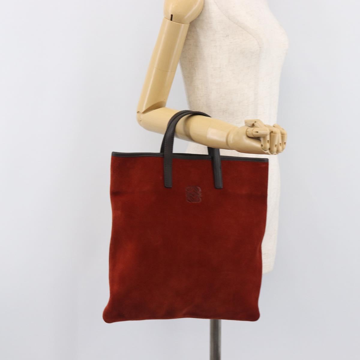 LOEWE Tote Bag Suede Orange Gold Auth 205039A
