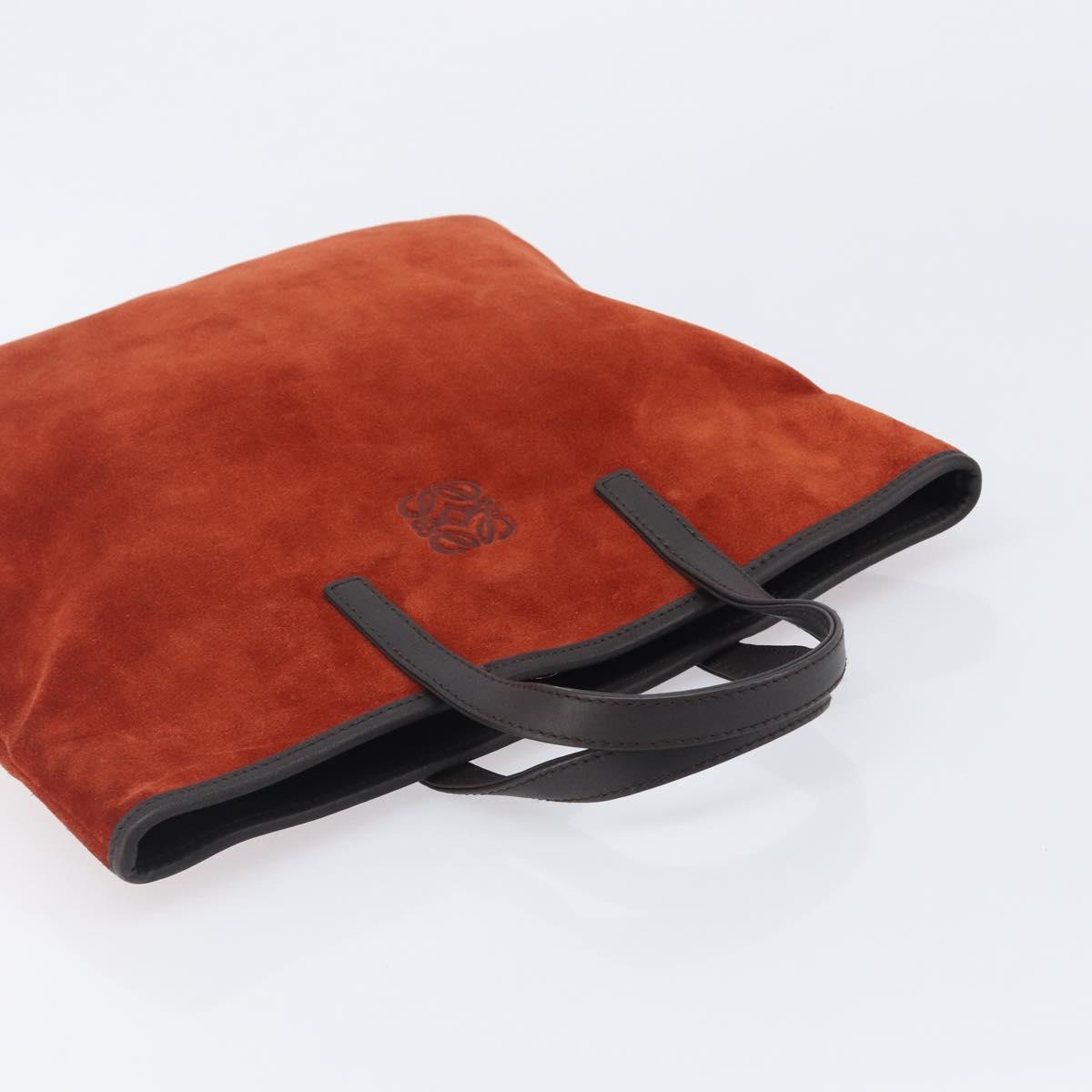 LOEWE Tote Bag Suede Orange Gold Auth 205039A