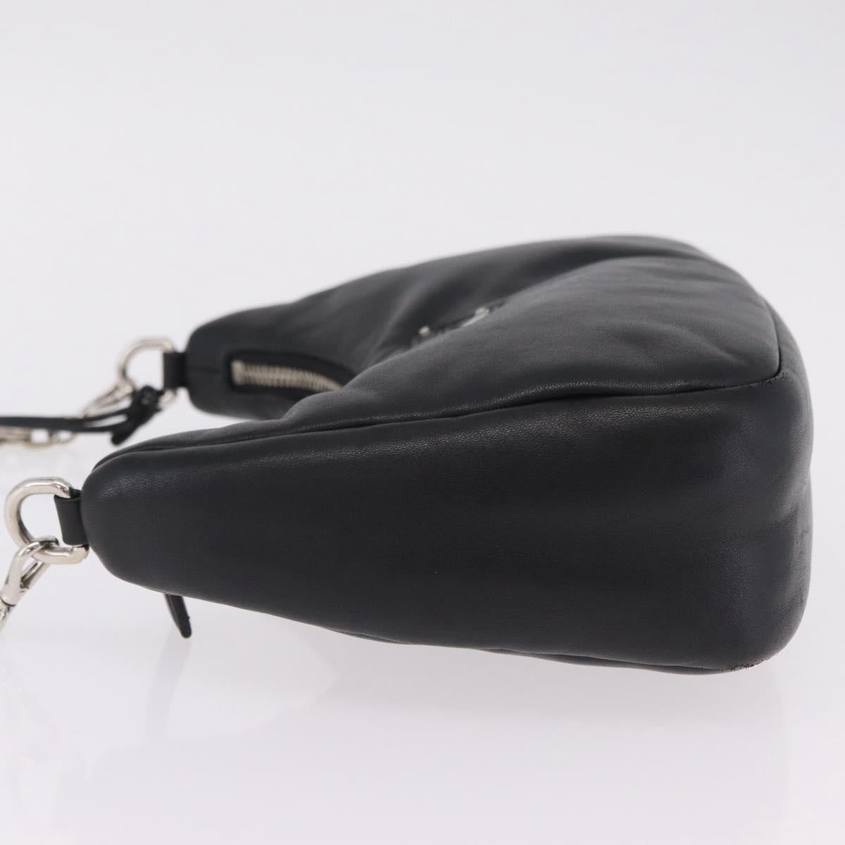 PRADA Shoulder Bag Leather Black Silver 1BH204 Auth 205041V