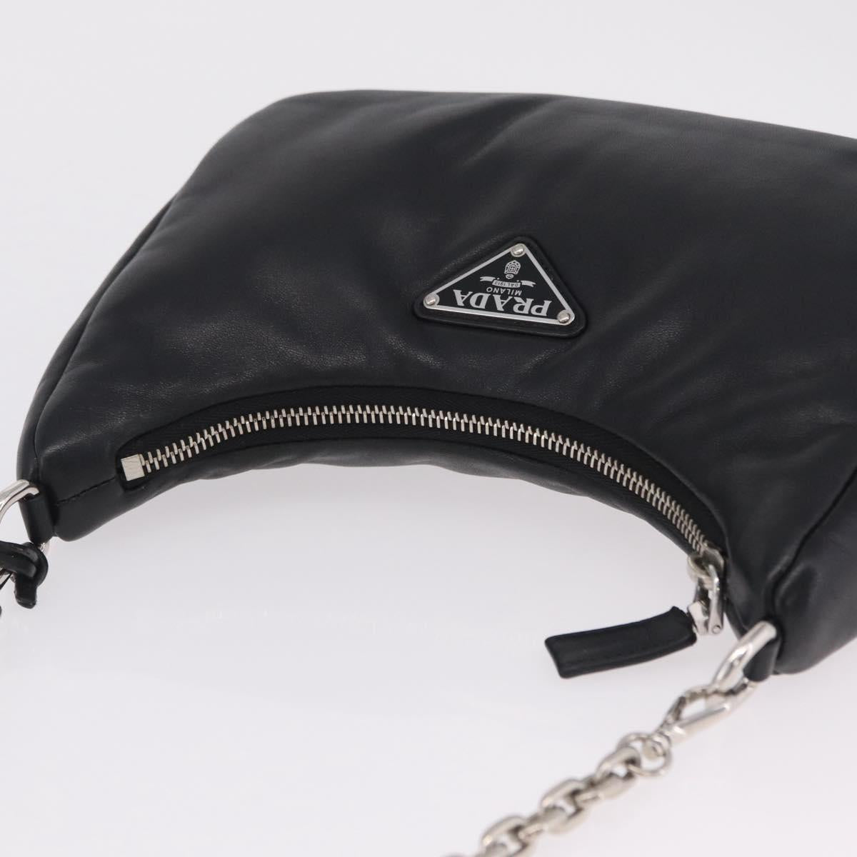 PRADA Shoulder Bag Leather Black Silver 1BH204 Auth 205041V