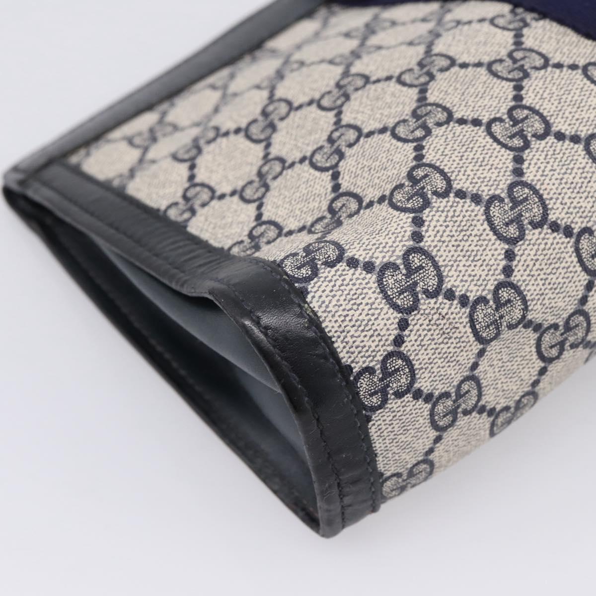 GUCCI GG Supreme Sherry Line Clutch Bag PVC Navy 37 039 2125 Auth 205042A