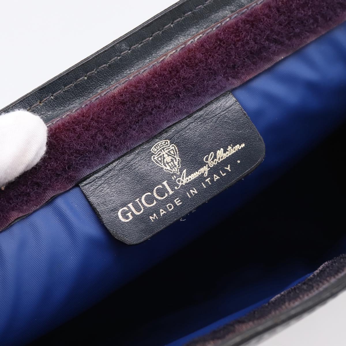 GUCCI GG Supreme Sherry Line Clutch Bag PVC Navy 37 039 2125 Auth 205042A